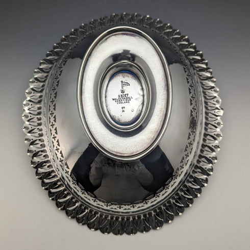 1902 British antique silver plate large basket Walker and Hall